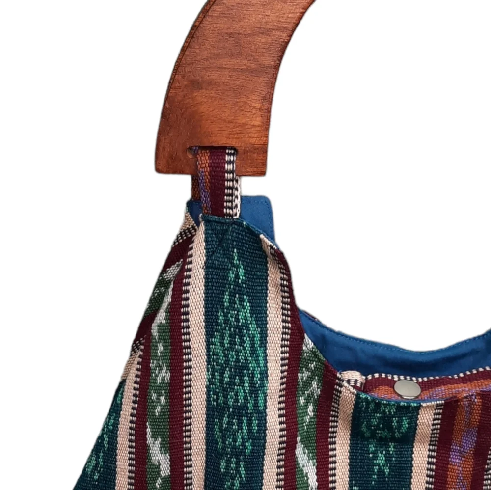 Vintage Mayatex Hand-Loomed Wood Handle Tote